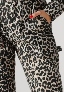 bruine colourful rebel straight leg jeans tinsley leopard denim worker pants