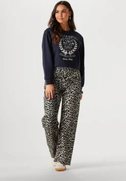 bruine colourful rebel straight leg jeans tinsley leopard denim worker pants