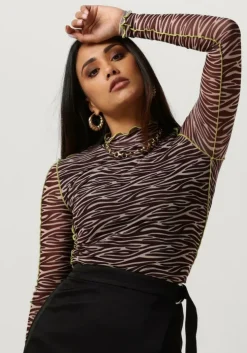 bruine colourful rebel top neyo zebra overklock mesh turtleneck top