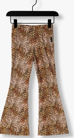 bruine daily brat flared broek leopard heart flared pants