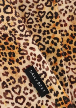 bruine daily brat flared broek leopard heart flared pants