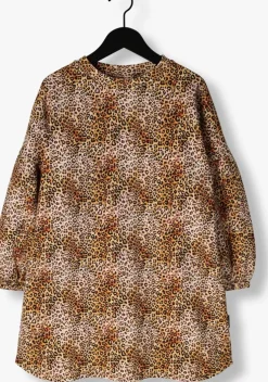 bruine daily brat mini jurk leopard heart sweat dress