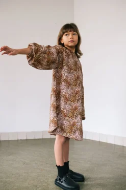 bruine daily brat mini jurk leopard heart sweat dress