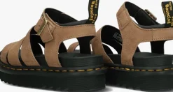 bruine dr martens platte sandalen blaire