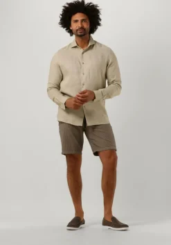 bruine dstrezzed korte broek lancaster jogger shorts seersucker stripe