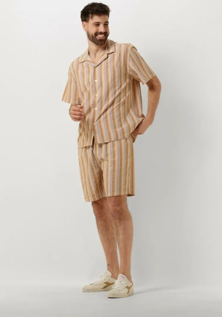 bruine forét casual overhemd otter seersucker ss shirt