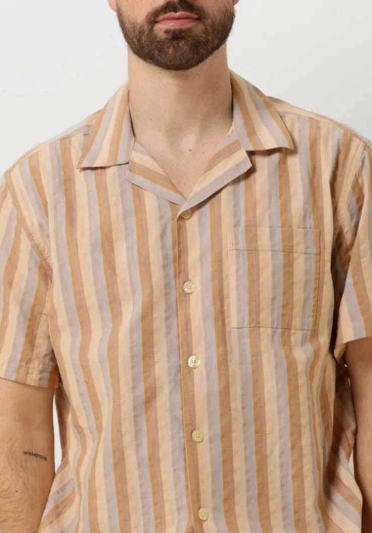 bruine forét casual overhemd otter seersucker ss shirt