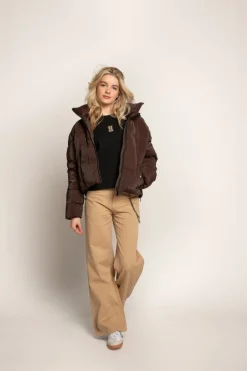 bruine frankie & liberty gewatteerde jas puck puffer coat