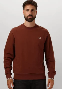 bruine fred perry trui crew neck sweatshirt