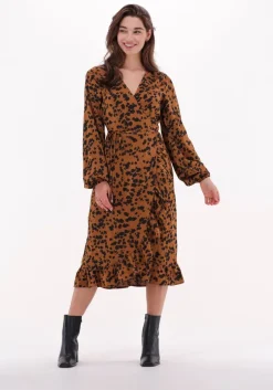 bruine freebird maxi jurk rosy midi ls dress