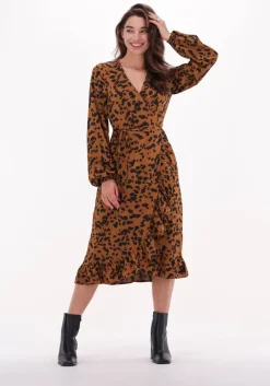 bruine freebird maxi jurk rosy midi ls dress