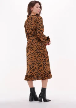 bruine freebird maxi jurk rosy midi ls dress