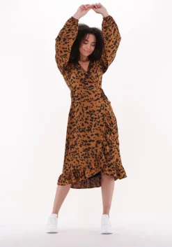 bruine freebird maxi jurk rosy midi ls dress