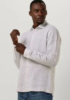 bruine genti casual overhemd linnen s7054-1120