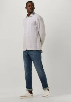 bruine genti casual overhemd linnen s7054-1120