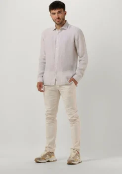 bruine genti casual overhemd linnen s7054-1120