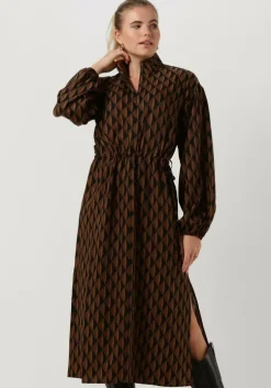 bruine gestuz midi jurk lithilde long dress