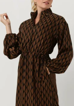 bruine gestuz midi jurk lithilde long dress