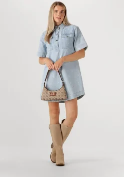 bruine guess schoudertas neda top zip shoulder bag