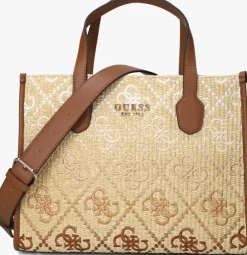 bruine guess schoudertas silvana 2 comp tote