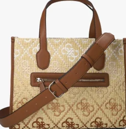 bruine guess schoudertas silvana 2 comp tote
