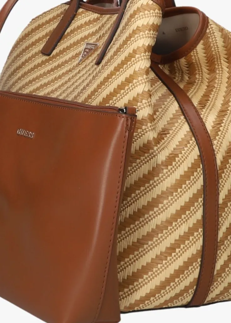 bruine guess schoudertas vikky ii large 2 in 1 tote