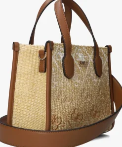 bruine guess schoudertas silvana 2 comp mini tote