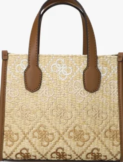 bruine guess schoudertas silvana 2 comp mini tote