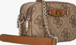bruine guess schoudertas izzy camera bag