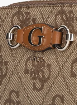 bruine guess schoudertas izzy camera bag