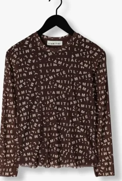 bruine haute l'amitié top l'amitie mesh ls o-neck