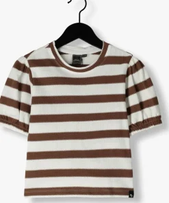 bruine indian blue jeans t-shirt t-shirt striped puffed sleeve