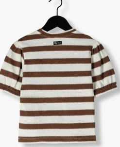 bruine indian blue jeans t-shirt t-shirt striped puffed sleeve