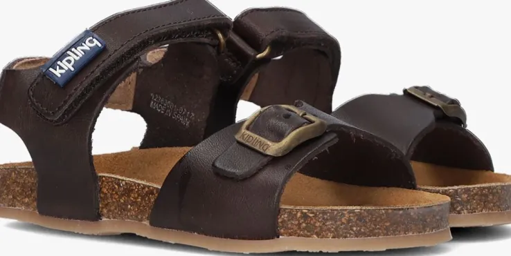 bruine kipling platte sandalen fabio