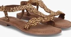 bruine lazamani platte sandalen la75029