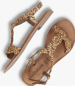 bruine lazamani platte sandalen la75029