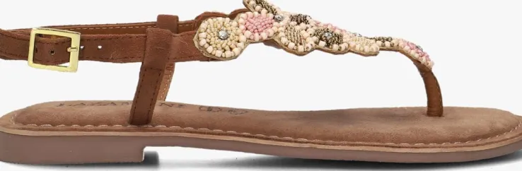 bruine lazamani platte sandalen 75.017