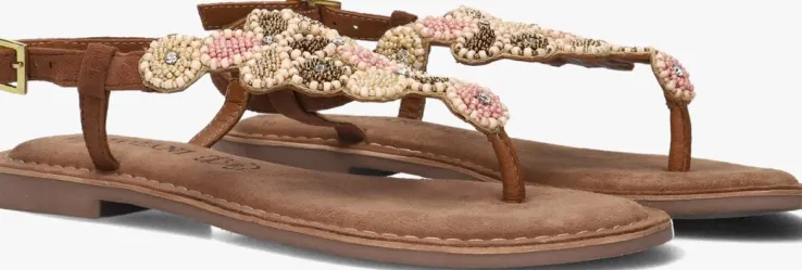 bruine lazamani platte sandalen 75.017