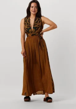 bruine mes demoiselles maxi jurk muse