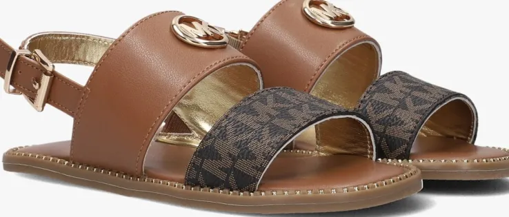 bruine michael kors kids platte sandalen jagger maxson