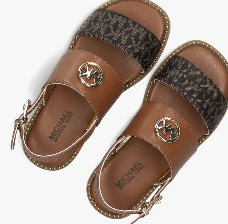 bruine michael kors kids platte sandalen jagger maxson