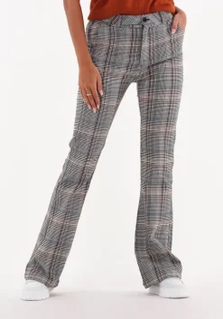 bruine minus flared broek carma check flared pants