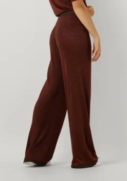 bruine minus wijde broek allie high waisted wide leg metallic knit pant