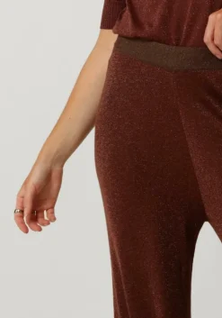 bruine minus wijde broek allie high waisted wide leg metallic knit pant