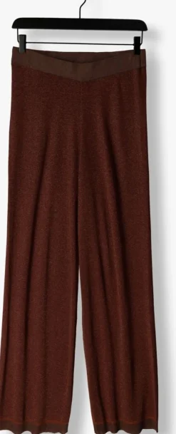 bruine minus wijde broek allie high waisted wide leg metallic knit pant
