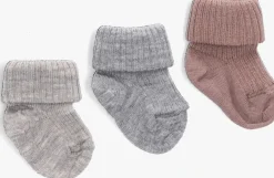 bruine mp denmark sokken wool rib baby 3 pack
