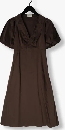 bruine neo noir maxi jurk illana poplin dress