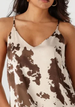 bruine neo noir maxi jurk kamran cow print dress