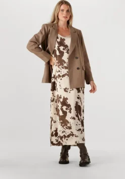 bruine neo noir maxi jurk kamran cow print dress