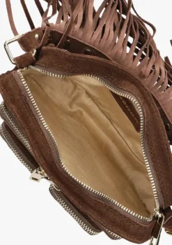 bruine núnoo schoudertas helena fringe suède